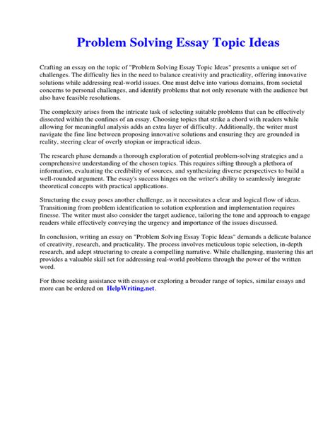Image result for Problem Solving Essay