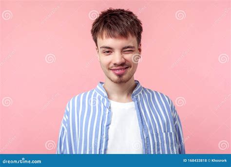 Portrait of Happy Young Brown-haired Man with Small Beard and Mustache ...