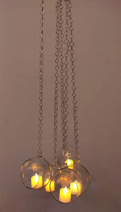 LAMANSH 3 ft Height Acrylic Decorative Candle holder attached to cryst ...