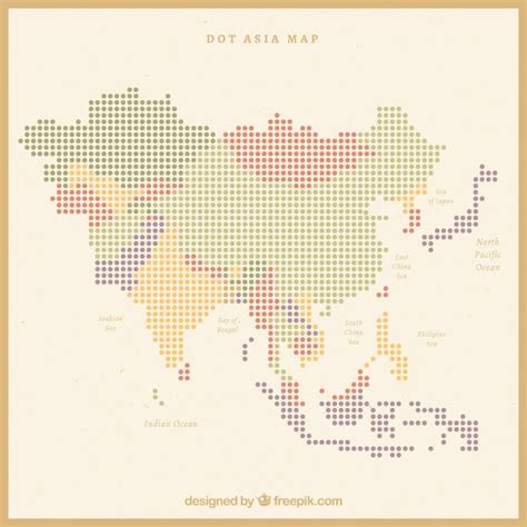 Map of asia with dots of colors | Free Vector