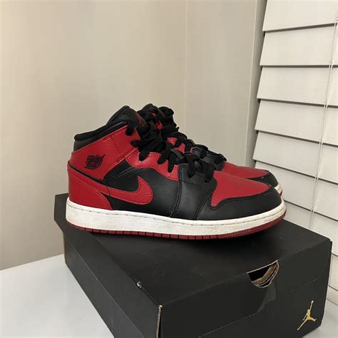 Red and black Jordan 1 Mids - Depop