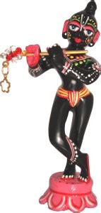 IndianCartVilla Brass Metal Hand Painted Black Krishna Idol Figurine ...