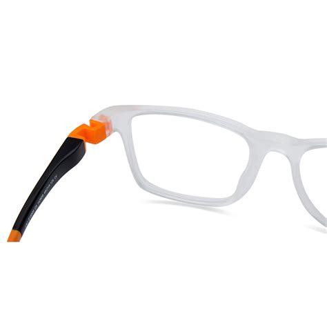 Buy Kids Glasses: Matte Transparent Orange Black Full Rim Rectangle ...