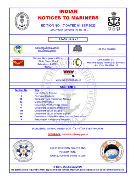 Fillable Online INDIAN NOTICES TO MARINERS - National Hydrographic ...
