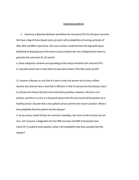 Important problems - ... - Important problems Construct a Bayesian ...