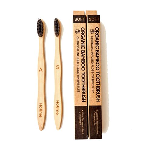 Bamboo Eco Friendly Tooth Brush with Charcoal Bristles | Pack of 2 ...