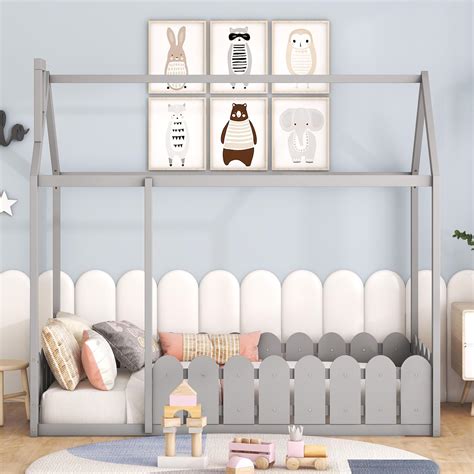 Harper & Bright Designs Twin House Bed Frame for Kids, Montessori Floor ...