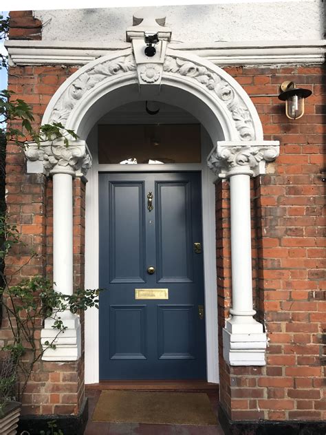 Beautiful Victorian front door painted in "Stiffkey blue" colour ...