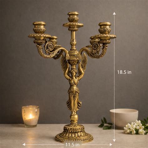 Angel Candle Stand in Brass with 5-Arm Candelabra | 18.5 inches – The ...