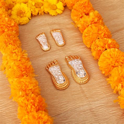Shri Lakshmi Charan Paduka 24K Gold and 999 Silver Plated – Veda Connection