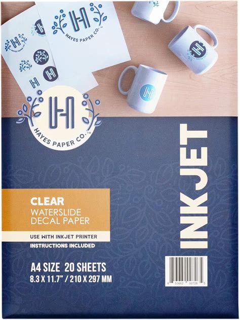Buy Hayes Paper, Waterslide Decal Paper INKJET CLEAR 20 Sheets Premium ...