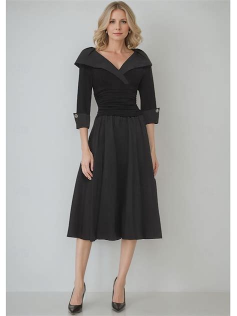 A-Line Sheath Column Tea Length Party Dress Cocktail Dress Wedding ...