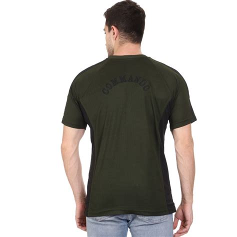 Militia Printed Men Round Neck Dark Green, Black T-Shirt