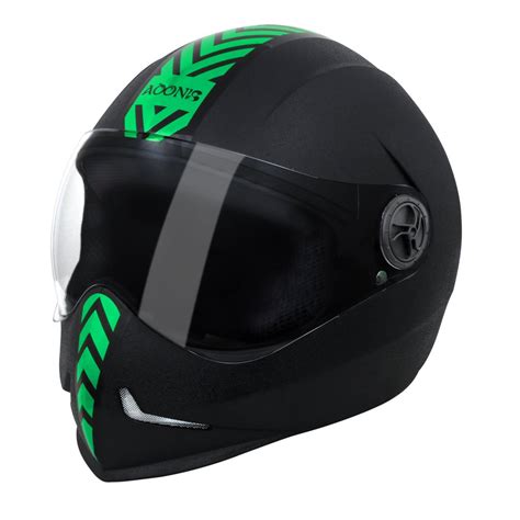 Steelbird Helmet Adonis Dashing-Black with Green Sticker : Amazon.in ...