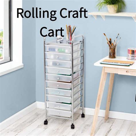 10-Drawer Multi-Color Rolling Craft Cart, Clear/Chrome | SHEIN USA