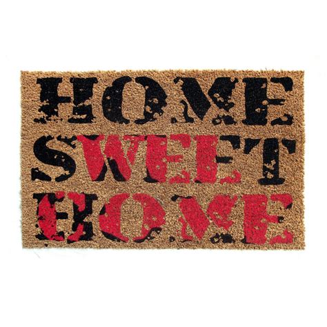 OnlyMat Red and Black color Home Sweet Home Printed Natural Coir Door Mat