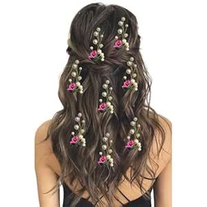 Buy AccessoZone Pearl Flower Hair Pins for Women & Girls | Stylish Juda ...
