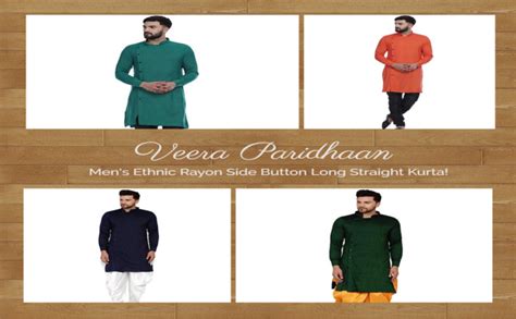 Buy Veera Paridhaan Men's Ethnic Rayon Side Button Long Straight Kurta ...