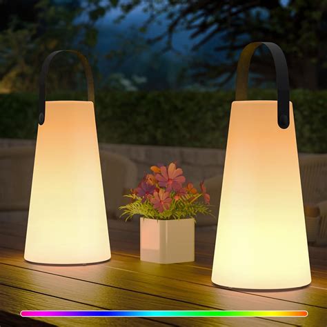 2 Pack Outdoor Lanterns, GGII Rechargeable Cordless Outdoor Table Lamp ...