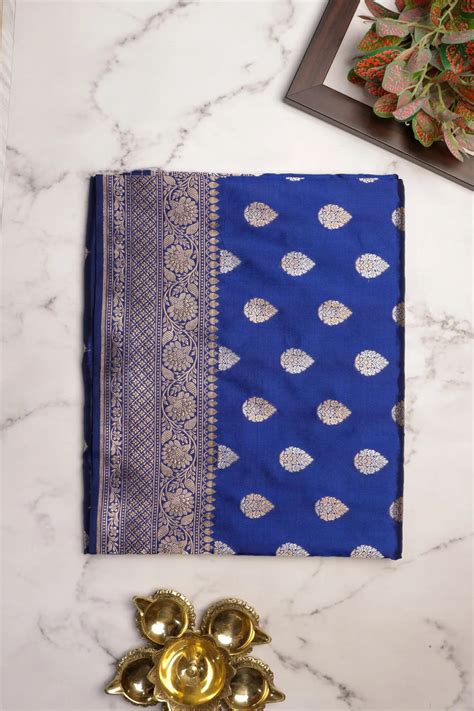Royal Blue Banarasi Zari Butti Saree | Buy SAREES Online – Mokshaa Chennai