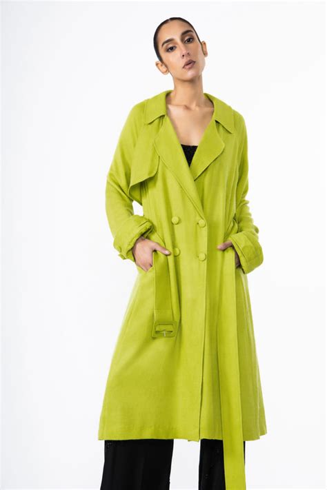 28 Moons - Chartreuse Trench Coat - Elahe