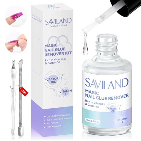 Amazon.com: Saviland Nail Glue Remover: Castor Oil Vitamin E Quick Nail ...