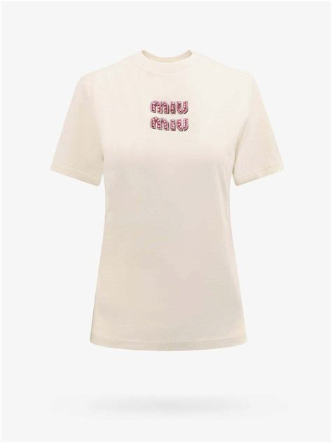 Miu Miu T Shirt Beige Womens Miu Miu