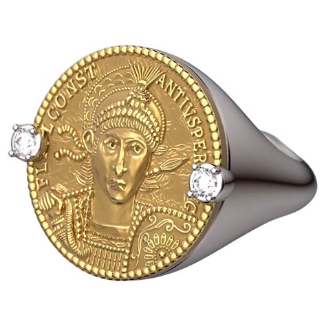 Customizable 18k Ancient Roman Style Gold Coin Ring with a reproduction ...