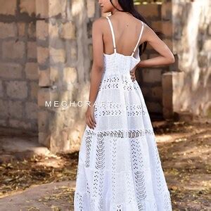 Buy Designer Schiffli Embroidered Cutwork Maxi Dress-boho Urban Fashion ...