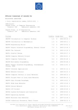 Official Transcript of Records - Blank Fillable Template | Fill Out ...