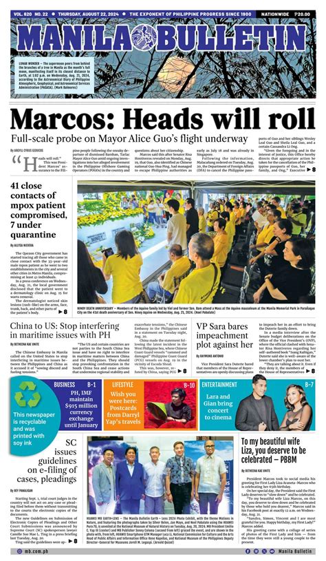 Get digital access to Manila Bulletin - August 22, 2024 issue | Magzter.com