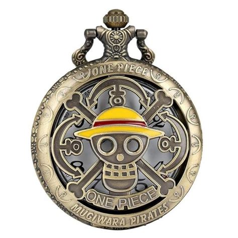 One Piece Luffy Skull Pocket Watch Keychain Antique Vintage Classic ...