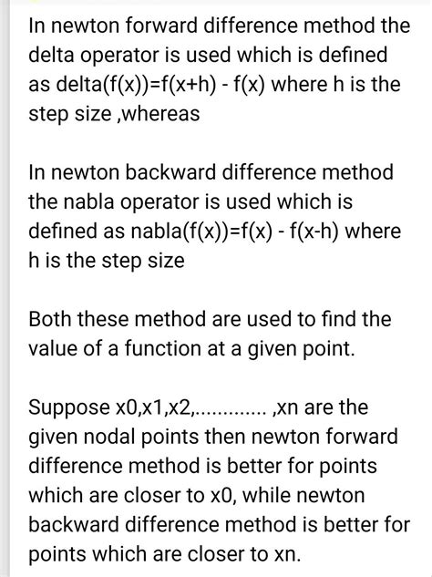 Difference between newton forward operatorm and newton backward ...
