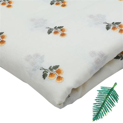 Buy Cream Color Embroidered Linen Fabric 75983-173/1 | FFAB