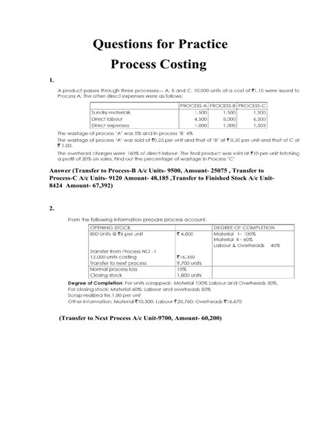 Image result for Process Costing Sample Problem