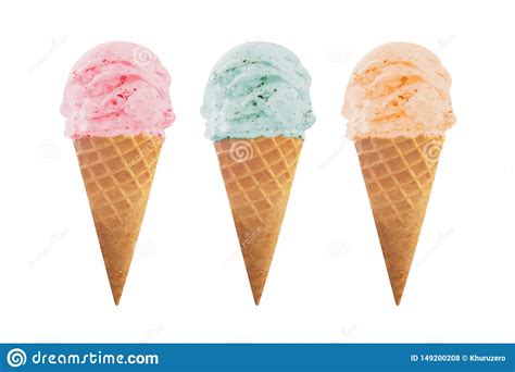 Chocolate Chips Vanilla Ice Cream Cone Isolated on White Stock Photo ...