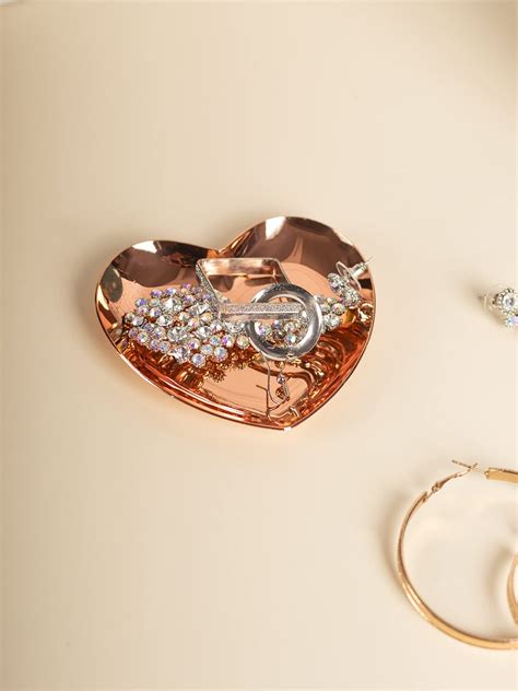 Market99 Rose Gold Heart Shaped Stainless Steel Jewellery Holder Tray ...