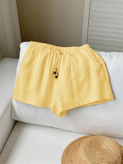 Comfortcana Women Woven Casual Crinkle Shorts For Summer Holiday,Micro ...