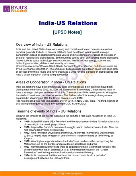 India us relations upsc notes 58 - India-US Relations [UPSC Notes ...