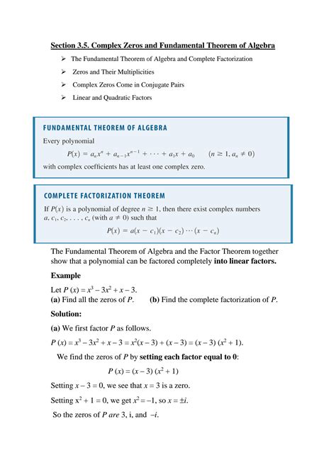Fundamental Theorem Of Algebra Worksheet