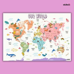 Interactive 24 x 33 Inch World Map for Kids: Teach Countries, Capitals ...