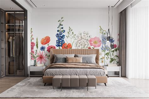 Beautiful Floral Summer Pattern Watercolor Wallpaper for Walls