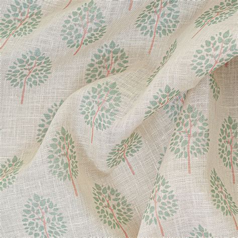 Linen sheer curtain fabric printed - Mandira - Beige – Art Legends Store
