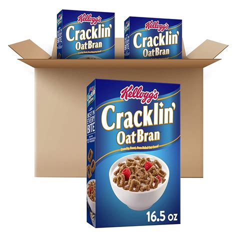 Kellogg's Cracklin' Oat Bran Cold Cereal - Crunchy Fibre Clusters ...