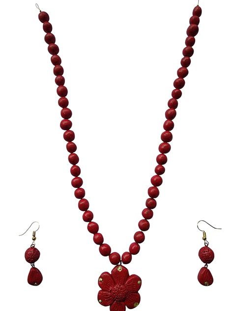 Buy Shri Swami Samarth Samooh Brown Terracotta Handmade Necklace Set ...