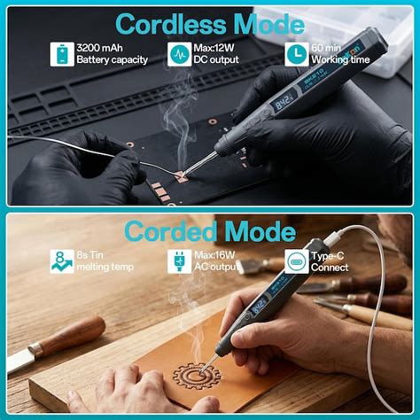 Bakon Cordless Soldering Iron Kit with C210 Tip and LED Digital Display ...