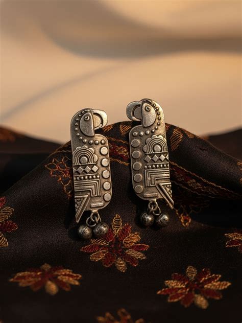 Buy Oxidized Bird Ghungroo Stud Earrings Online - Ishhaara
