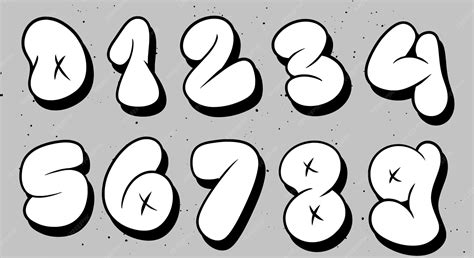 Vector set bubble graffiti font numbers lettering | Premium Vector