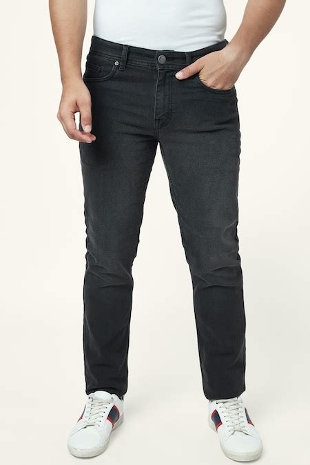 Black Solid Full Length Mid Rise Casual Men Slim Fit Jeans - Selling ...