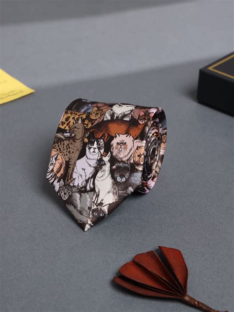 Multicolor Cats Printed Necktie